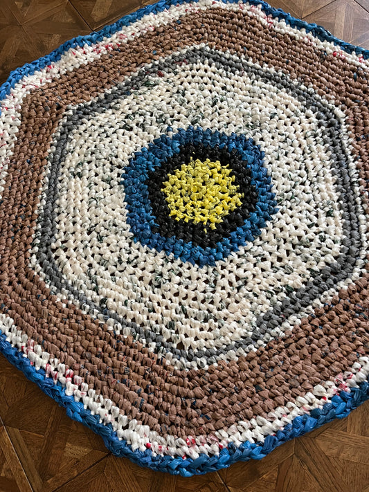 Yellow Eye Crochet Rug