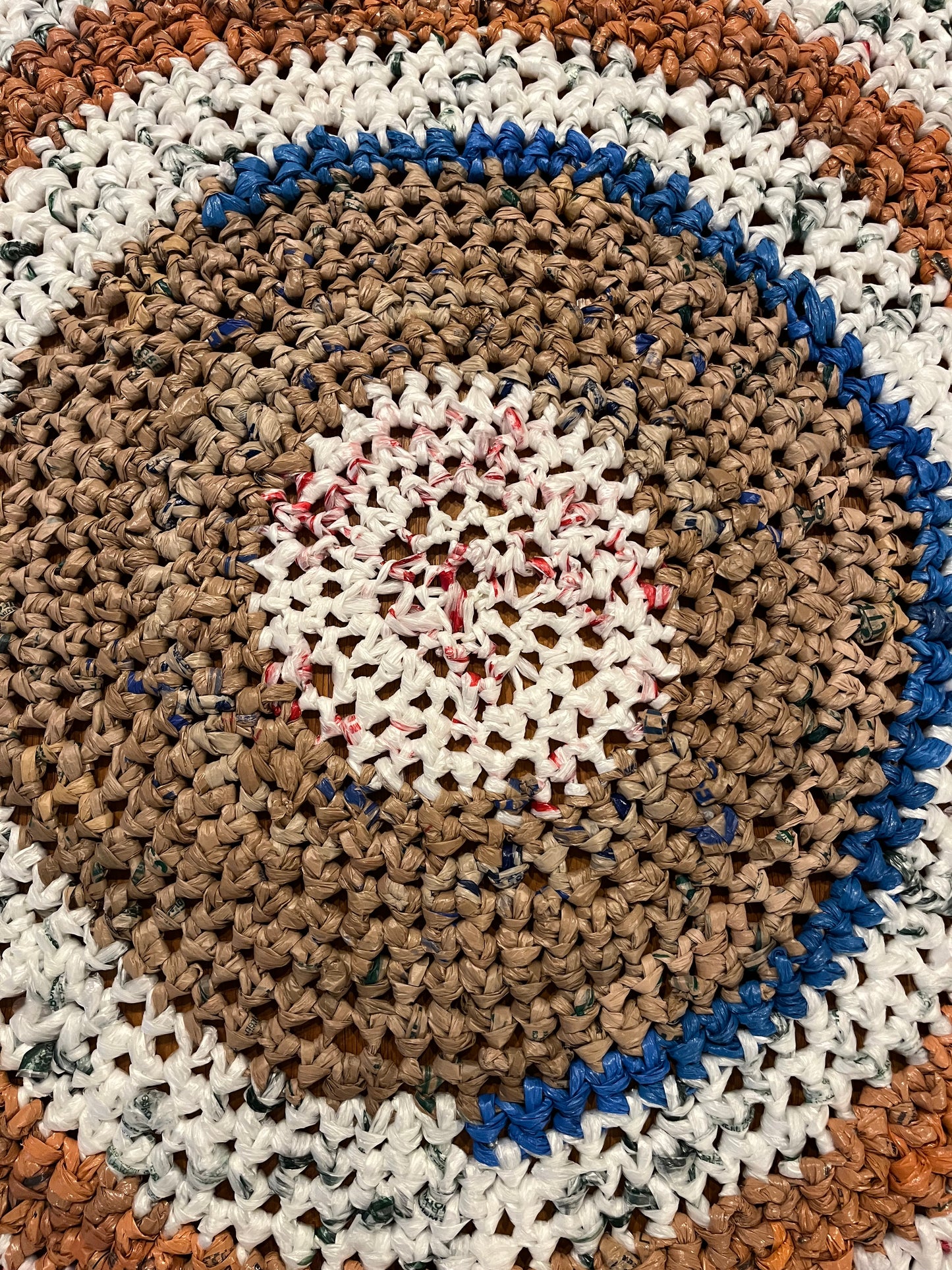 Half Blue Round Crochet Rug